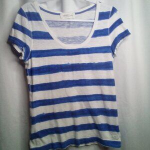 Aeropostale Shirt XL Women Short Sleeve Stripe Blue White